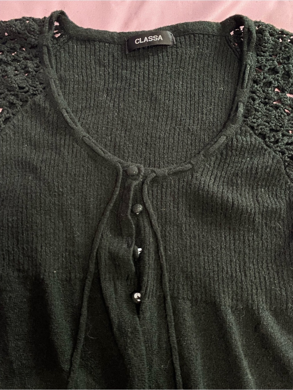 Black Crochet Babydoll Cardigan - Picture 3 of 9